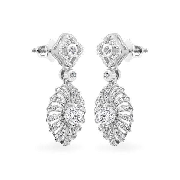 Hoa tai vàng trắng 14K gắn kim cương DOJI AFEB100137F2HA1