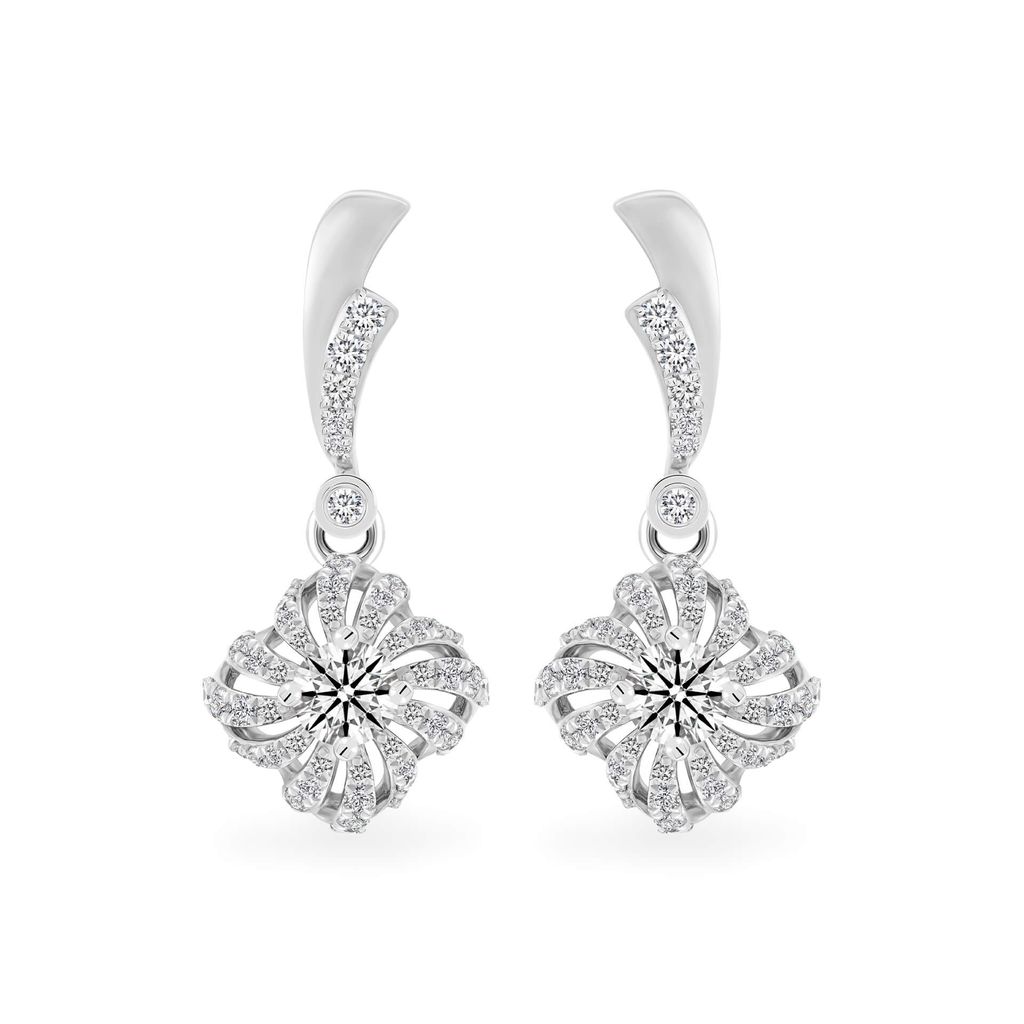 Hoa tai vàng trắng 14K gắn kim cương DOJI AFEB100142F2HA1 