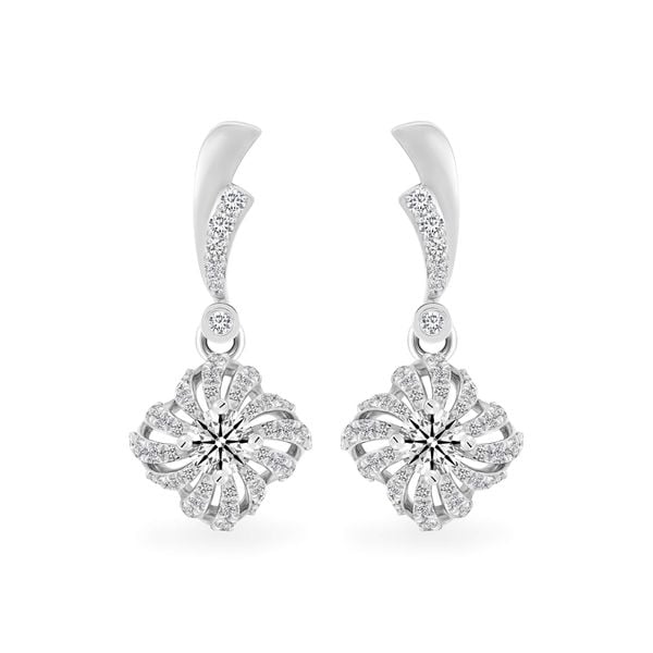 Hoa tai vàng trắng 14K gắn kim cương DOJI AFEB100142F2HA1