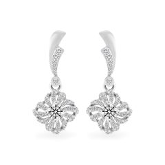 Hoa tai vàng trắng 14K gắn kim cương DOJI AFEB100142F2HA1