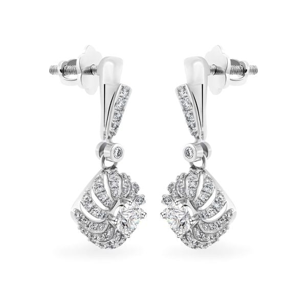 Hoa tai vàng trắng 14K gắn kim cương DOJI AFEB100142F2HA1