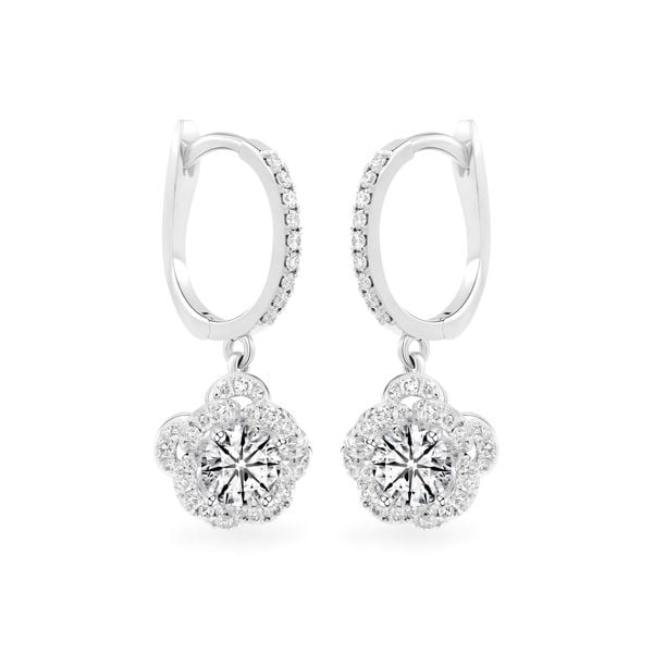 Hoa tai vàng trắng 14K gắn kim cương DOJI AFEB101927F2HA1