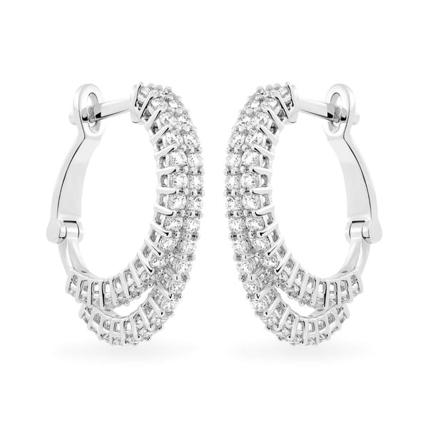 Hoa tai vàng trắng 14K gắn kim cương DOJI AFEB902048F2ML1