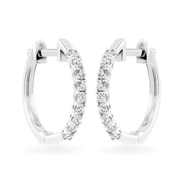 Hoa tai vàng trắng 14K gắn kim cương DOJI AFEB902049F2ML1