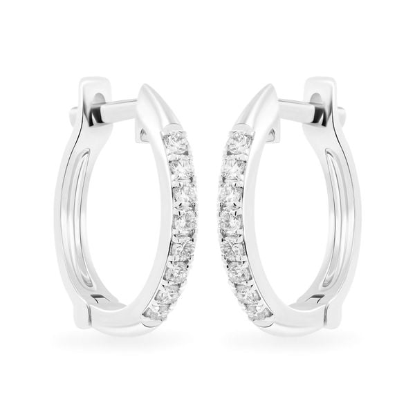 Hoa tai vàng trắng 14K gắn kim cương DOJI AFEB902050F2ML1