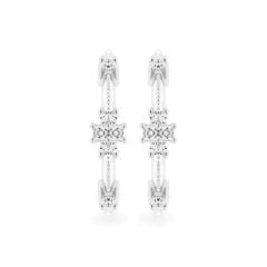 Hoa tai vàng trắng 14K gắn kim cương DOJI AFEB902051F2ML1