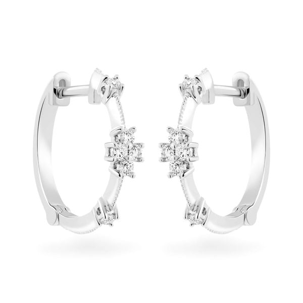 Hoa tai vàng trắng 14K gắn kim cương DOJI AFEB902051F2ML1