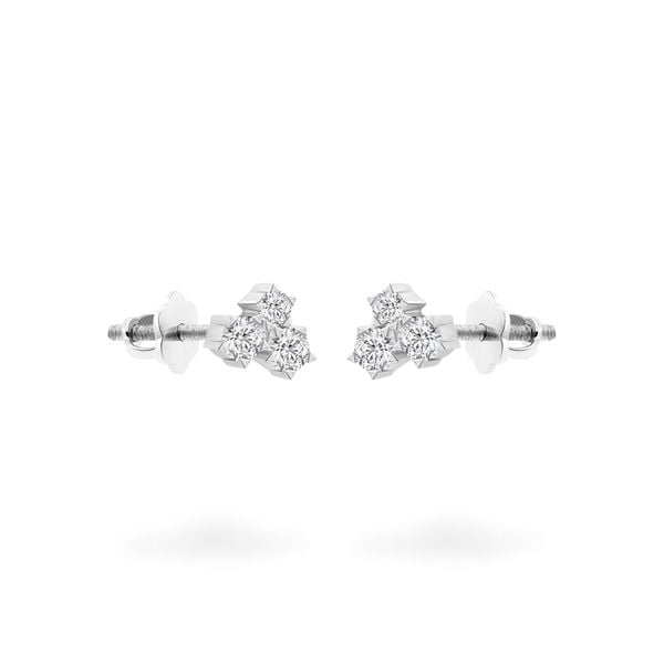 Hoa tai vàng trắng 14K gắn kim cương DOJI AFEB902053F2HA1