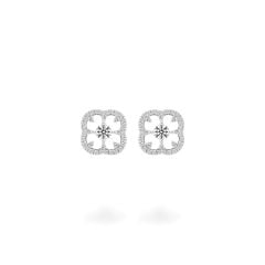 Hoa tai vàng trắng 14K gắn kim cương DOJI AFEB902054F2HA1