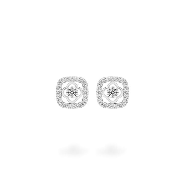 Hoa tai vàng trắng 14K gắn kim cương DOJI AFEB902055F2HA1