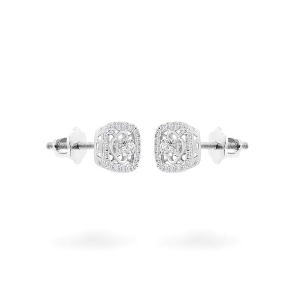 Hoa tai vàng trắng 14K gắn kim cương DOJI AFEB902055F2HA1