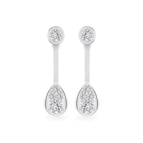 Hoa tai vàng trắng 14K gắn kim cương DOJI AFEB902072F2HM1