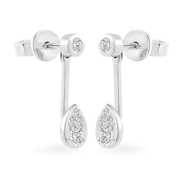 Hoa tai vàng trắng 14K gắn kim cương DOJI AFEB902072F2HM1