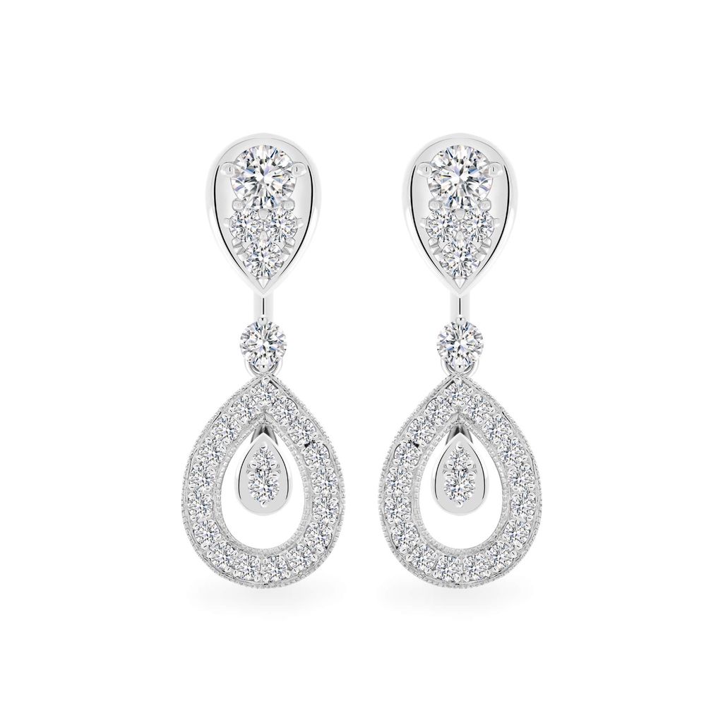 Hoa tai vàng trắng 14K gắn kim cương DOJI AFEB902073F2HM1 
