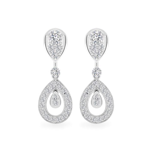 Hoa tai vàng trắng 14K gắn kim cương DOJI AFEB902073F2HM1