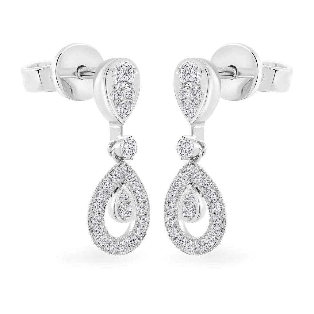 Hoa tai vàng trắng 14K gắn kim cương DOJI AFEB902073F2HM1 