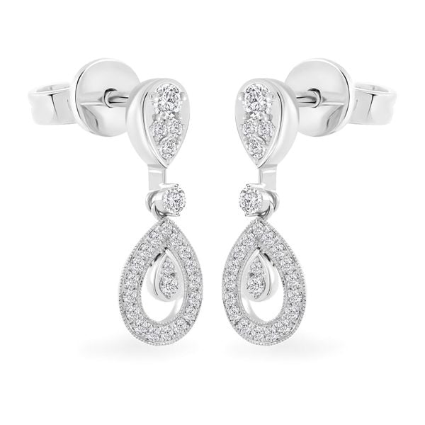 Hoa tai vàng trắng 14K gắn kim cương DOJI AFEB902073F2HM1