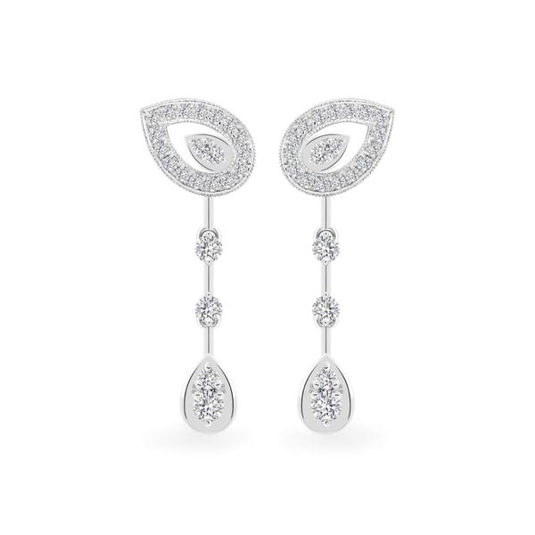 Hoa tai vàng trắng 14K gắn kim cương DOJI AFEB902074F2HM1