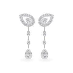 Hoa tai vàng trắng 14K gắn kim cương DOJI AFEB902074F2HM1