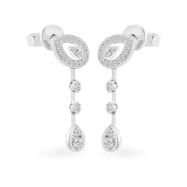 Hoa tai vàng trắng 14K gắn kim cương DOJI AFEB902074F2HM1