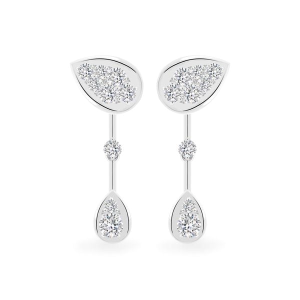 Hoa tai vàng trắng 14K gắn kim cương DOJI AFEB902075F2HM1