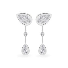 Hoa tai vàng trắng 14K gắn kim cương DOJI AFEB902075F2HM1