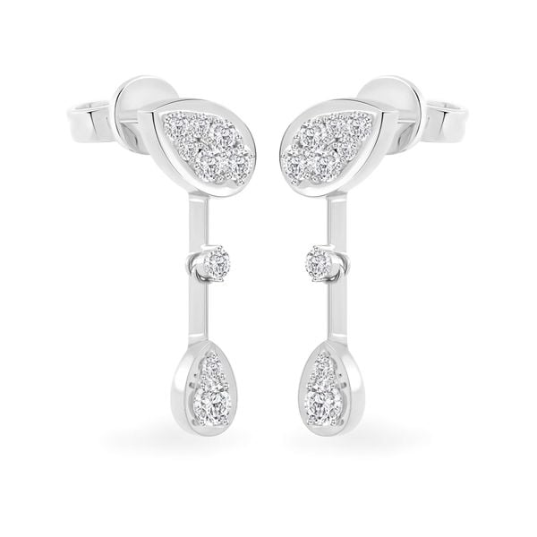 Hoa tai vàng trắng 14K gắn kim cương DOJI AFEB902075F2HM1