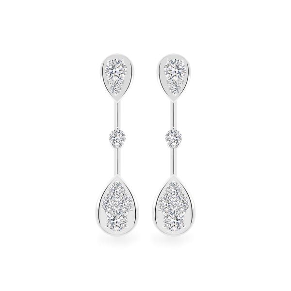 Hoa tai vàng trắng 14K gắn kim cương DOJI AFEB902077F2HM1