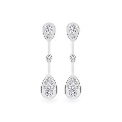 Hoa tai vàng trắng 14K gắn kim cương DOJI AFEB902077F2HM1