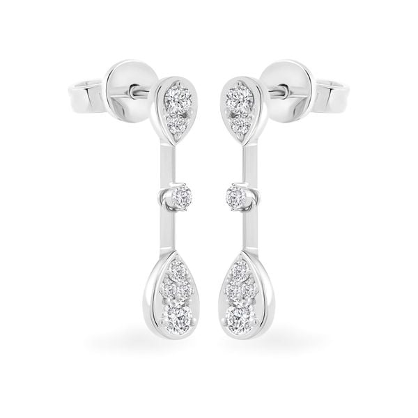 Hoa tai vàng trắng 14K gắn kim cương DOJI AFEB902077F2HM1