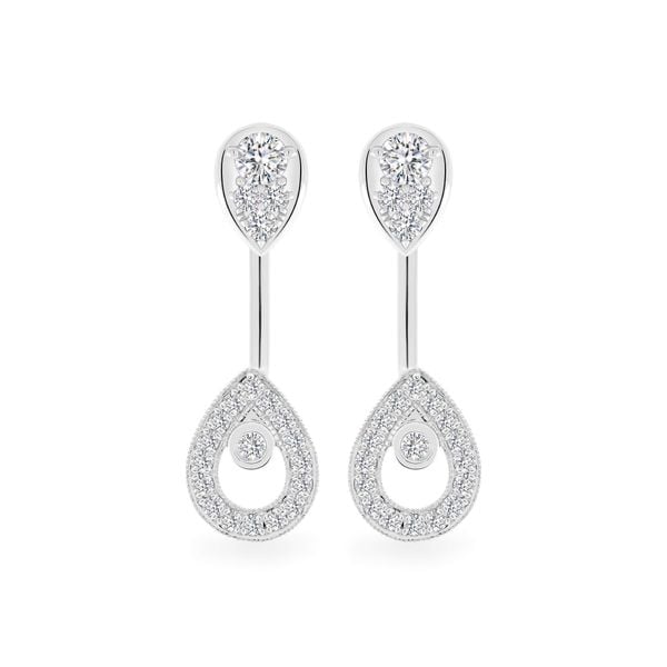 Hoa tai vàng trắng 14K gắn kim cương DOJI AFEB902078F2HM1