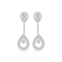 Hoa tai vàng trắng 14K gắn kim cương DOJI AFEB902078F2HM1