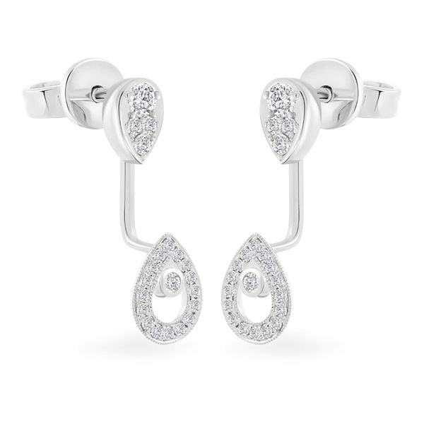 Hoa tai vàng trắng 14K gắn kim cương DOJI AFEB902078F2HM1