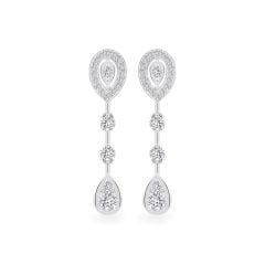 Hoa tai vàng trắng 14K gắn kim cương DOJI AFEB902079F2HM1