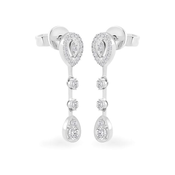 Hoa tai vàng trắng 14K gắn kim cương DOJI AFEB902079F2HM1