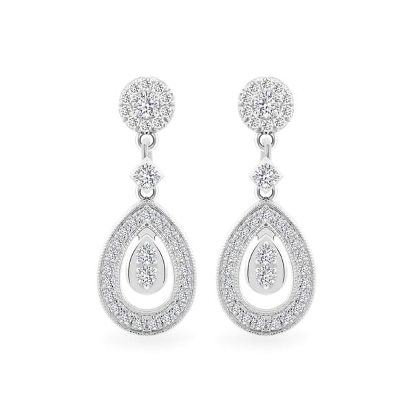 Hoa tai vàng trắng 14K gắn kim cương DOJI AFEB902080F2HM1