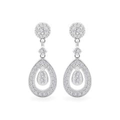 Hoa tai vàng trắng 14K gắn kim cương DOJI AFEB902080F2HM1