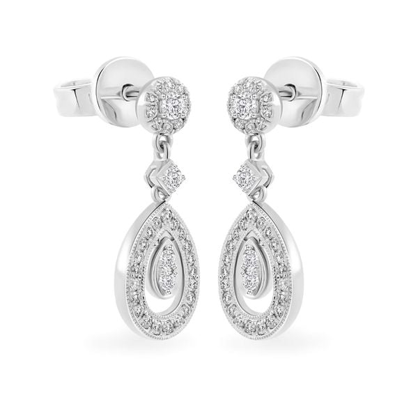 Hoa tai vàng trắng 14K gắn kim cương DOJI AFEB902080F2HM1