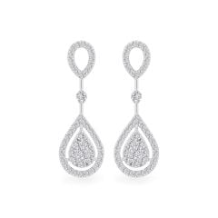 Hoa tai vàng trắng 14K gắn kim cương DOJI AFEB902081F2HM1