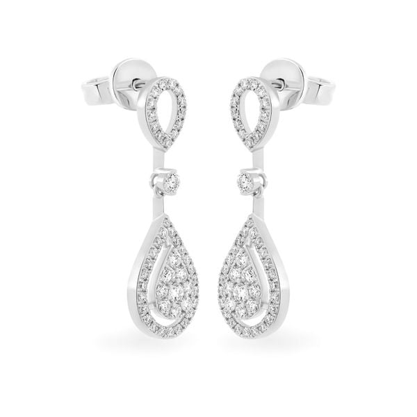 Hoa tai vàng trắng 14K gắn kim cương DOJI AFEB902081F2HM1