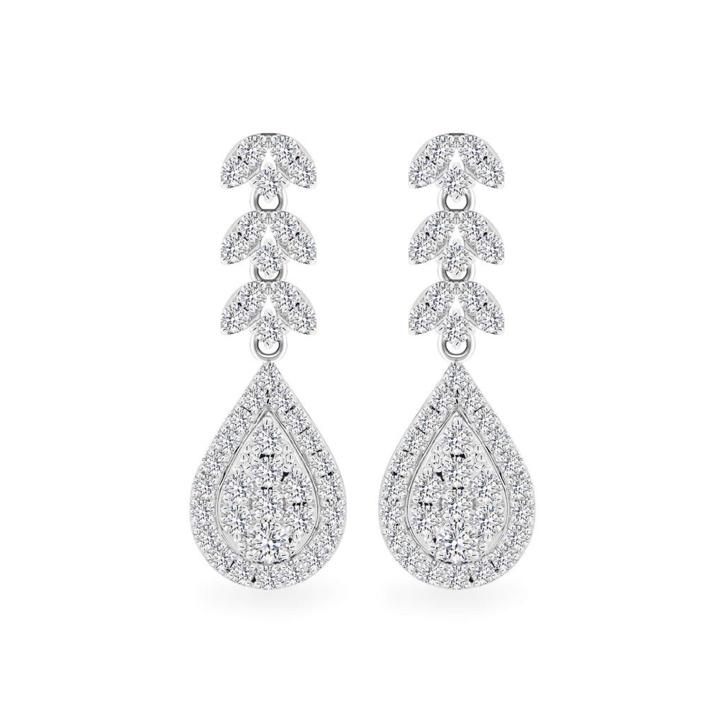 Hoa tai vàng trắng 14K gắn kim cương DOJI AFEB902082F2HM1 