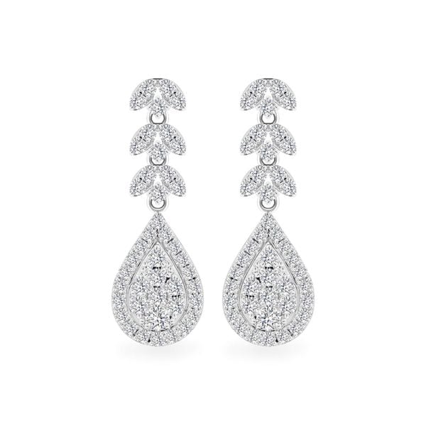 Hoa tai vàng trắng 14K gắn kim cương DOJI AFEB902082F2HM1