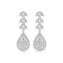 Hoa tai vàng trắng 14K gắn kim cương DOJI AFEB902082F2HM1