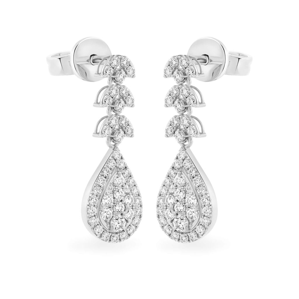 Hoa tai vàng trắng 14K gắn kim cương DOJI AFEB902082F2HM1 