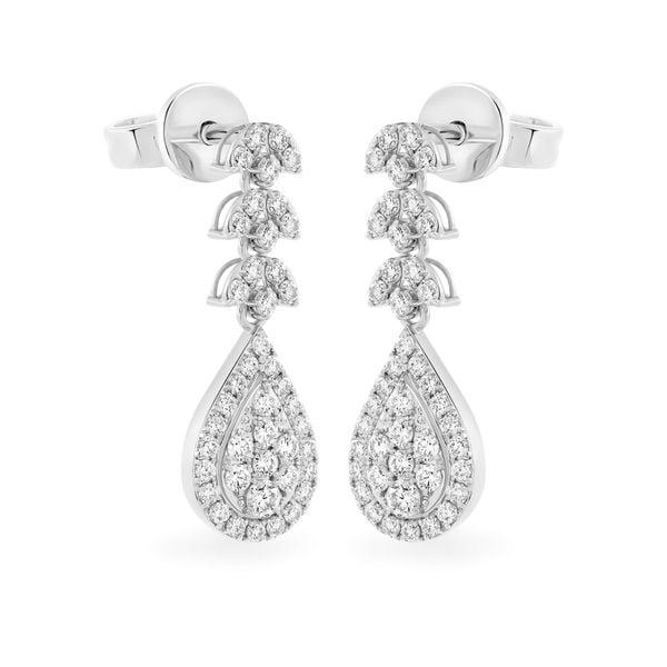 Hoa tai vàng trắng 14K gắn kim cương DOJI AFEB902082F2HM1