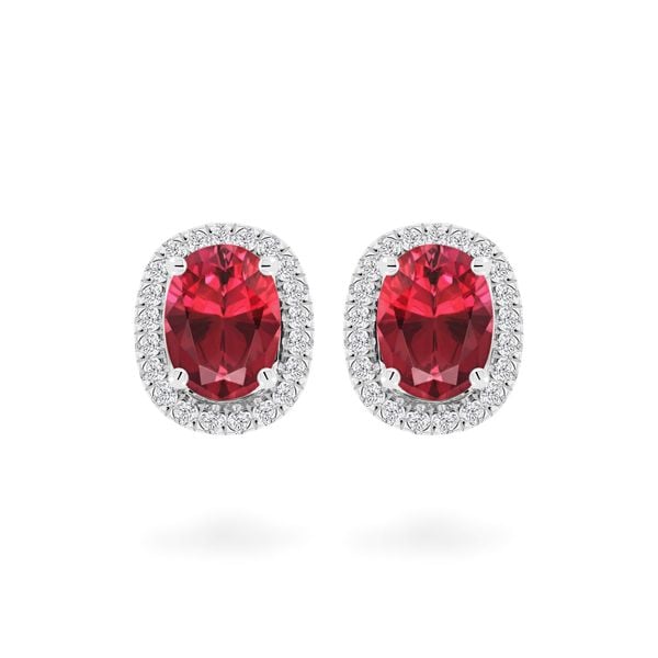 Hoa tai vàng trắng 14K gắn đá ruby DOJI AFEH000440F2RU1