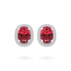 Hoa tai vàng trắng 14K gắn đá ruby DOJI AFEH000440F2RU1
