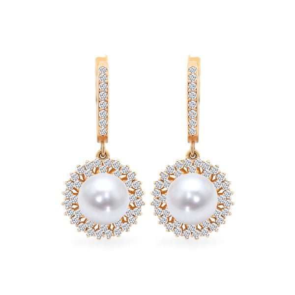 Hoa tai vàng vàng 14K gắn ngọc trai Akoya DOJI AFEI000149F1PL1