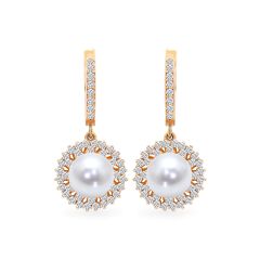 Hoa tai vàng vàng 14K gắn ngọc trai Akoya DOJI AFEI000149F1PL1