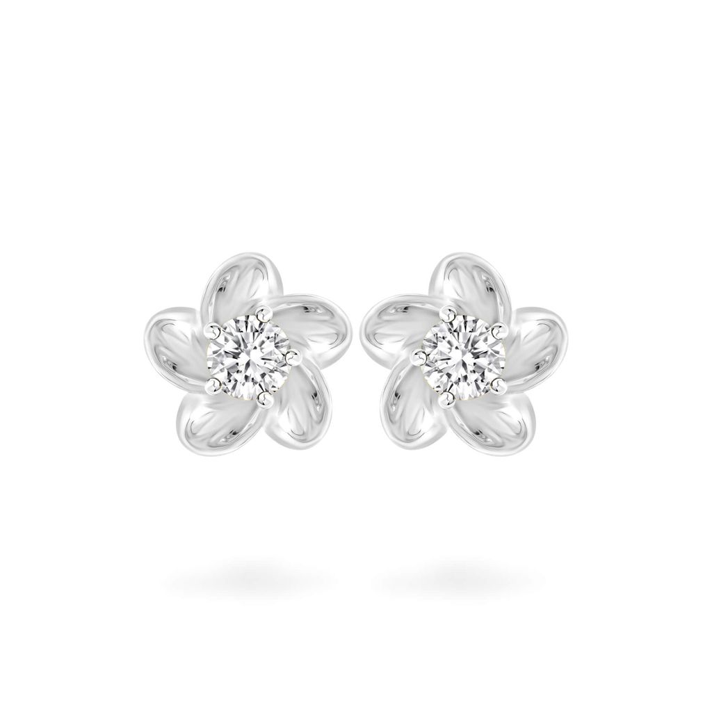 Hoa tai vàng trắng 14K gắn đá CZ DOJI AFEJ000032F2CZ1 